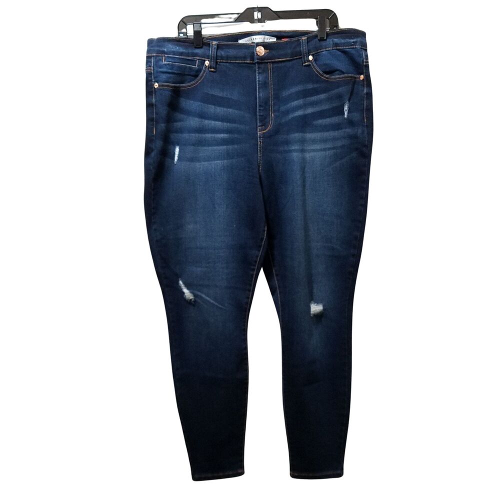 Celebrity Pink The Spice Women's Distressed Skinny Blue Denim Jeans Size 18